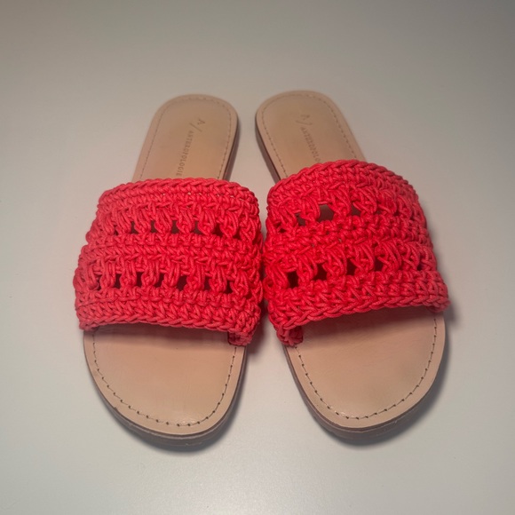 Anthropologie Shoes - Anthropologie Hot Pink Crochet Knit Slides